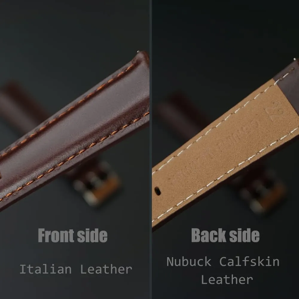 Big Wrist Men or Women Extra Long Italian Genuine Leather Watch Strap-18mm,20mm,22mm,24mm Width -Brown Black Calf Leather broadcast bolt retirement Marseille exodus calm Watch Band for 