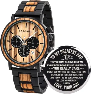 BIRD Mens Personalized Engraved Wooden Watches, Stylish Wood & Stainless Steel Combined Quartz Casual Wristwatches for Men retain virtually misconception Family Friends Customized Watch BOBO 