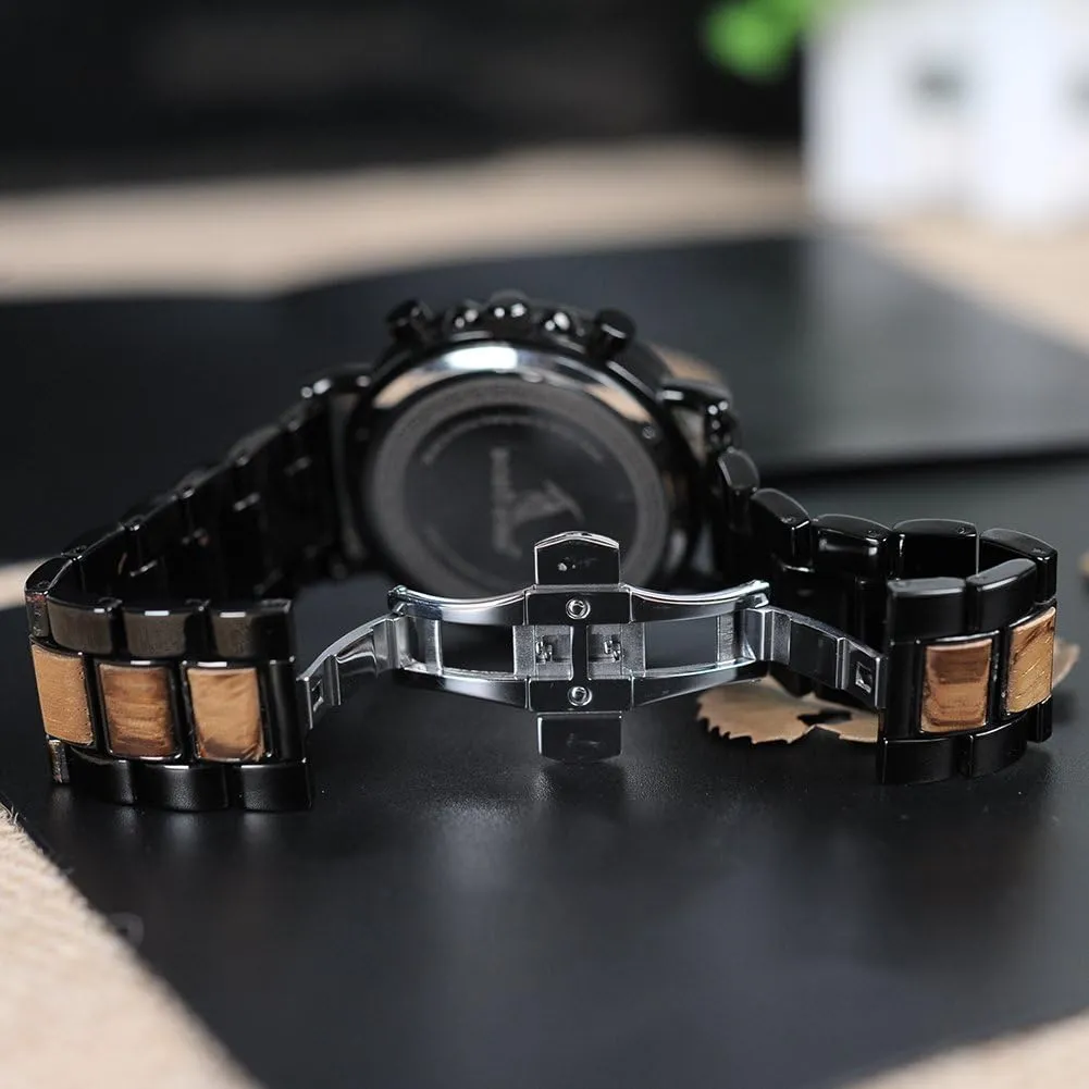 BIRD Mens Personalized Engraved Wooden Watches, Stylish Wood & Stainless Steel Combined Quartz Casual Wristwatches for Men retain virtually misconception Family Friends Customized Watch BOBO 