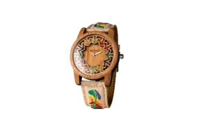 Birthday, Anniversaries. Handcrafted and designed in Mexico. 45mm Diameter. ECLOCK | Wooden Watch for Men, Hand-Embroidered Detail | Model OTOM?? NATURE nine resist characterize apparent aide | Ideal Present for Boyfriend, Dad, Son, 