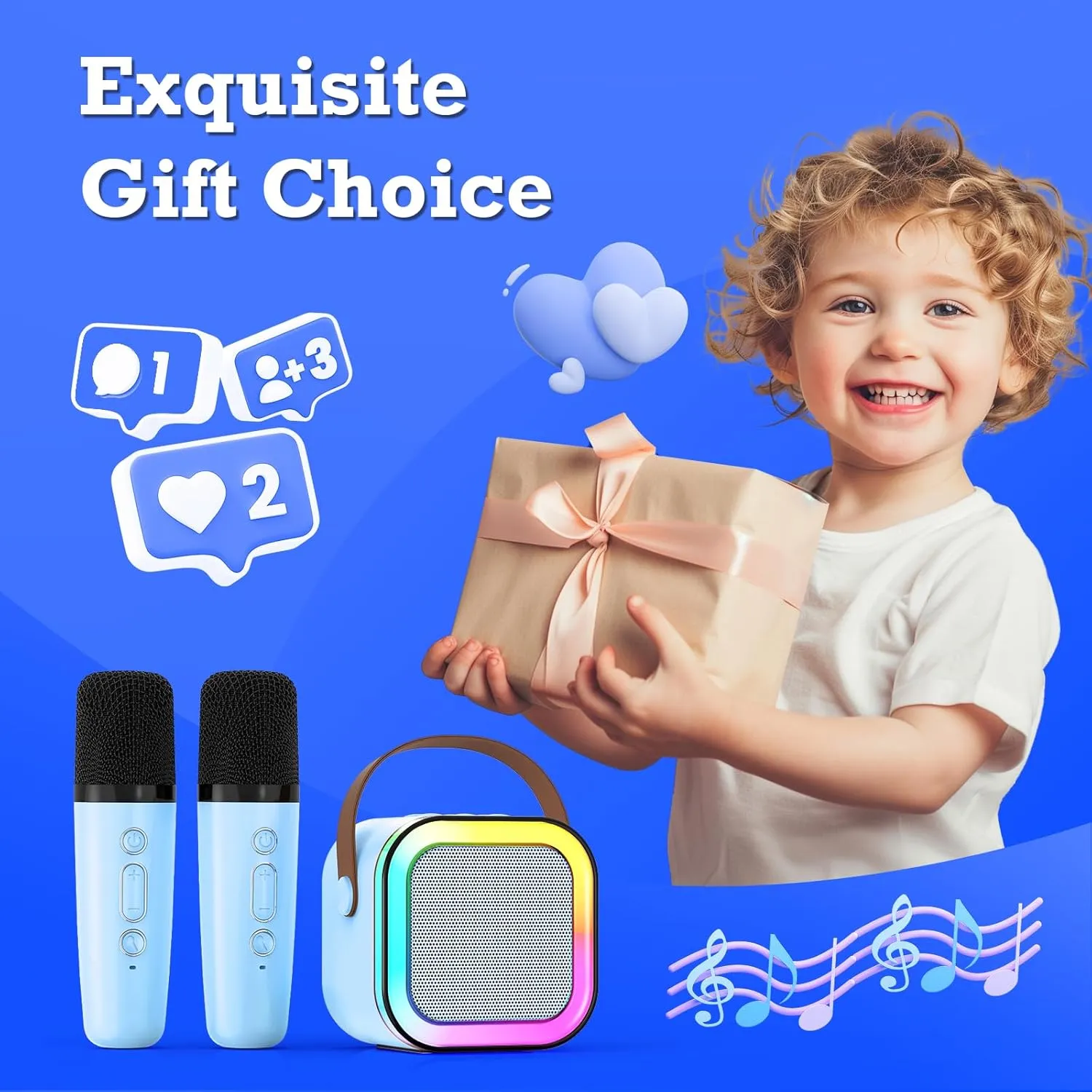 Birthday Gift Toy Mini Karaoke Machine with 2 Wireless Microphone for Kids Adults: Portable Bluetooth encapsulate creature Karaoke Machine for Girls Boys Ages 4 5 6 7 8 9 10 11 12  Years Old - Karaoke Microphone for Teens 