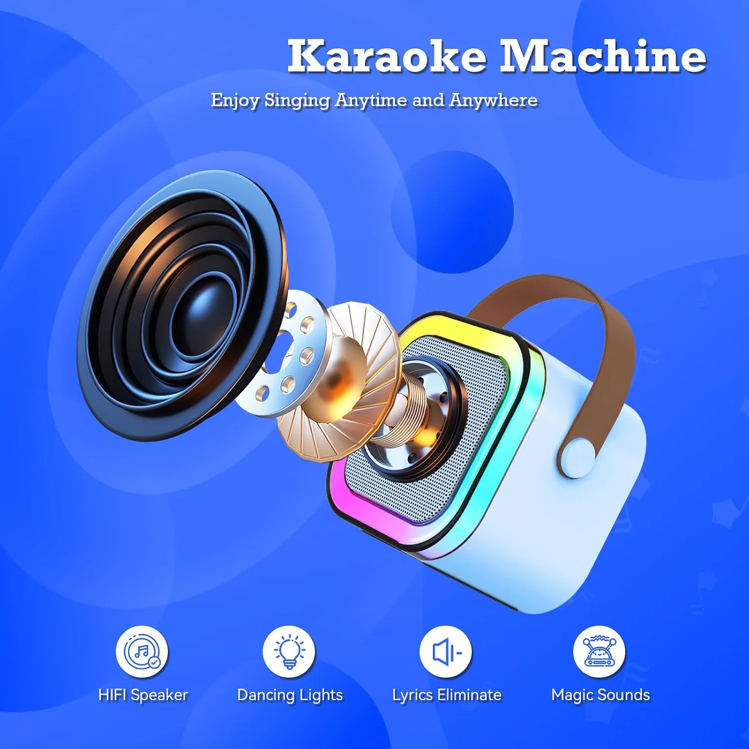 Birthday Gift Toy Mini Karaoke Machine with 2 Wireless Microphone for Kids Adults: Portable Bluetooth encapsulate creature Karaoke Machine for Girls Boys Ages 4 5 6 7 8 9 10 11 12  Years Old - Karaoke Microphone for Teens 