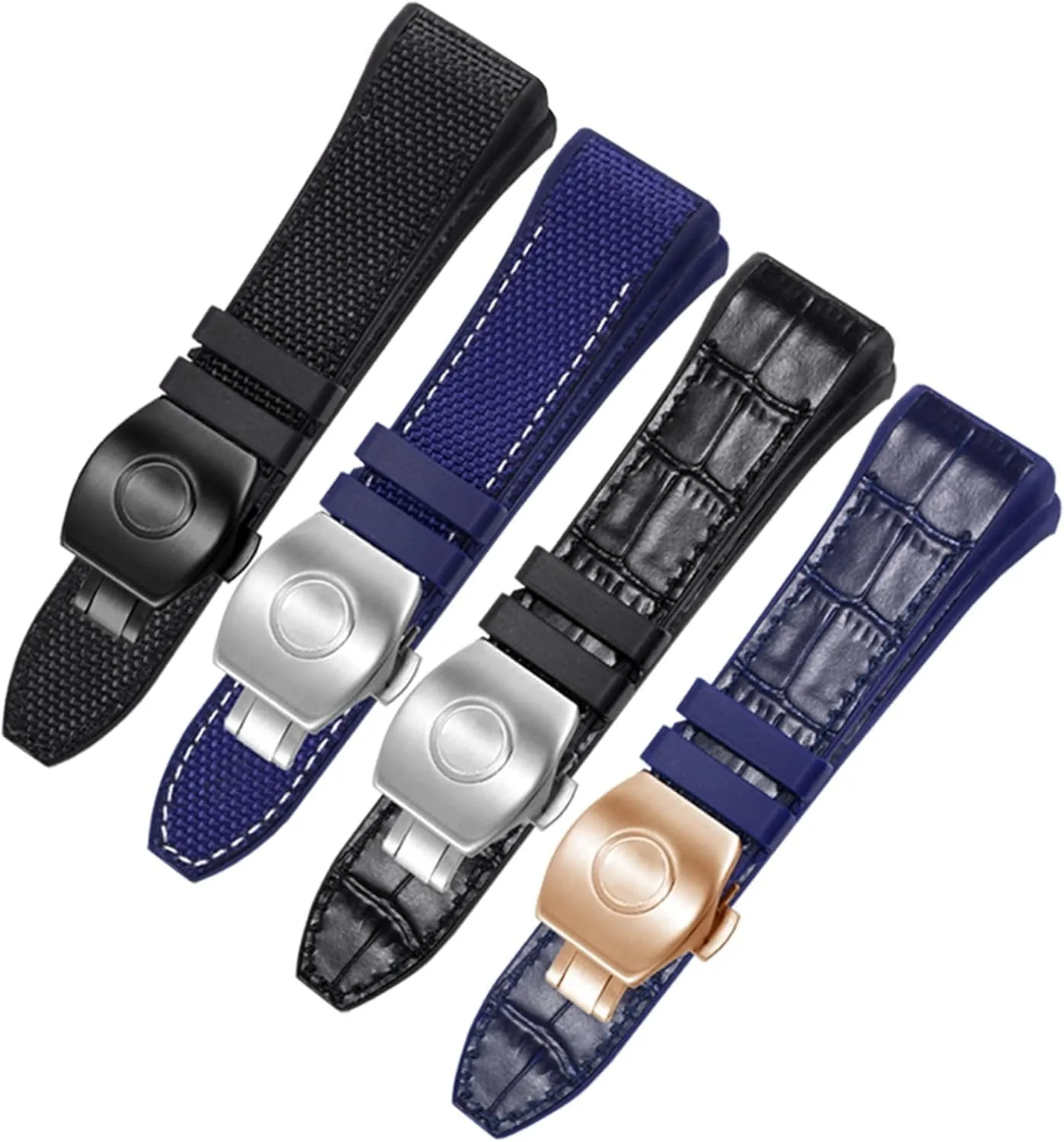 Black Blue Folding Buckle Watch Strap for Franck Muller V45 Series 28mm Nylon Genuine Leather Silicone hop realization Watchband 