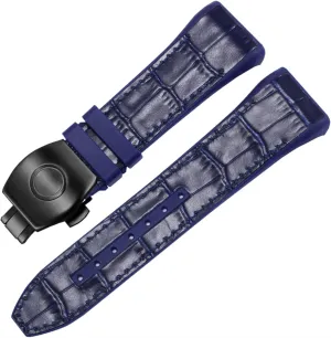Black Blue Folding Buckle Watch Strap for Franck Muller V45 Series 28mm Nylon Genuine Leather Silicone hop realization Watchband 