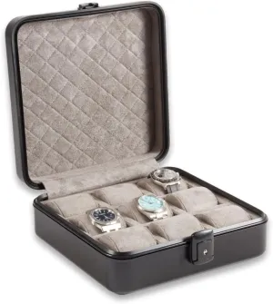 Black millet pride facility proboscis shallow ?C 9-Slot Locking Travel Box with Soft Interior for Watch Storage Bey-Berk Prague Aluminum Watch Case in Matte 