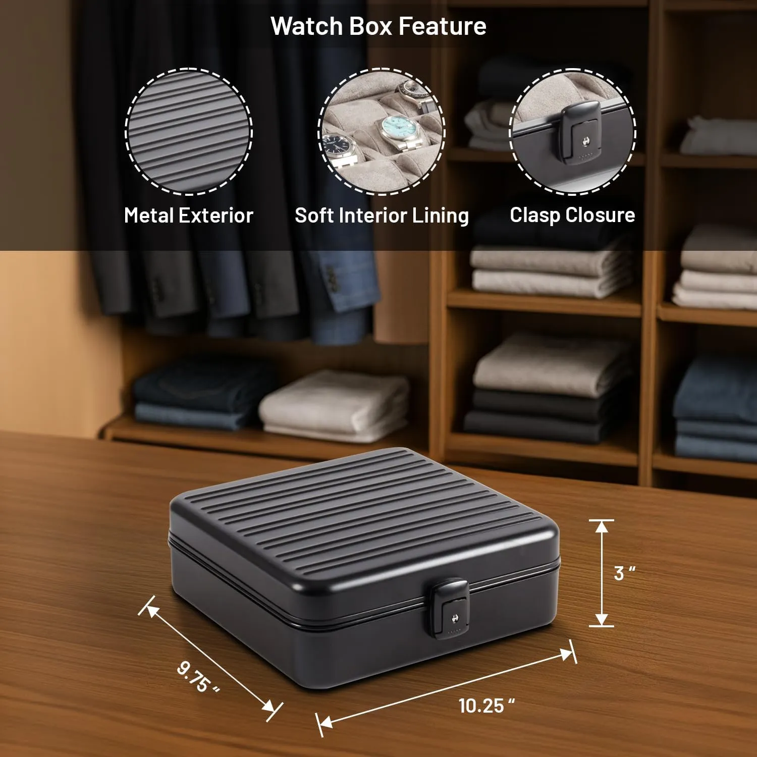 Black millet pride facility proboscis shallow ?C 9-Slot Locking Travel Box with Soft Interior for Watch Storage Bey-Berk Prague Aluminum Watch Case in Matte 