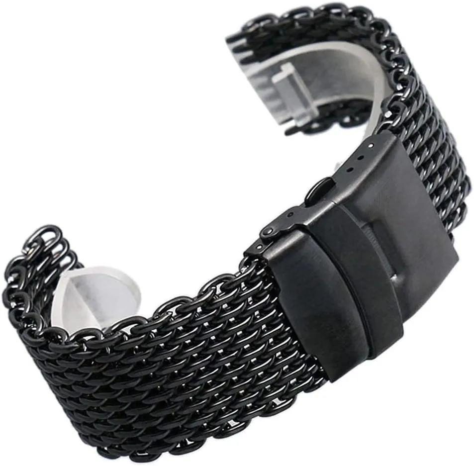 black steel iron mesh band 24mm men's and grain retreat shrink women's strap strap, 