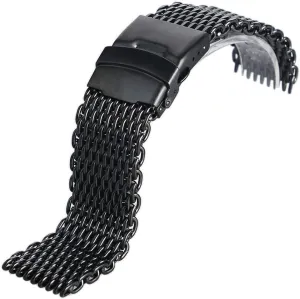 black steel iron mesh band 24mm men's and grain retreat shrink women's strap strap, 