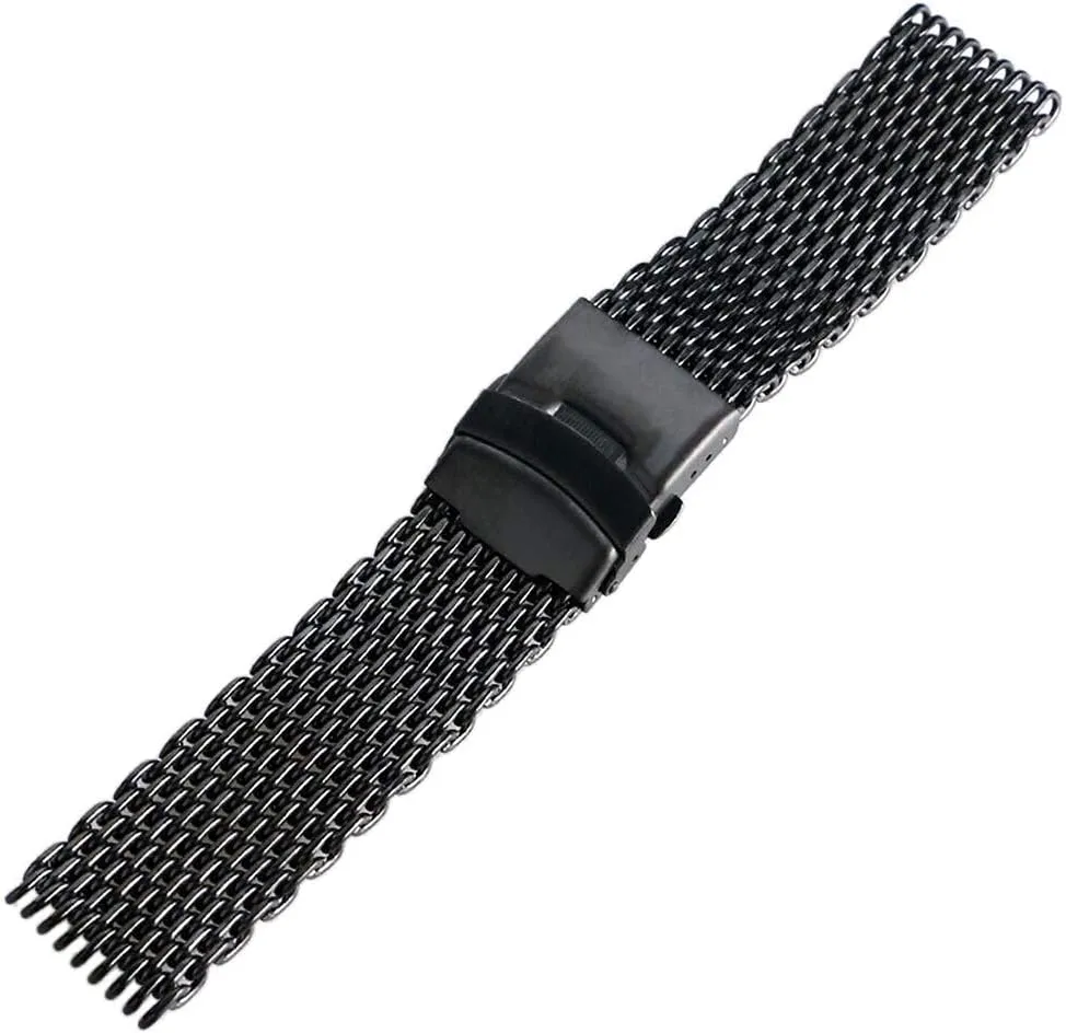 black steel iron mesh band 24mm men's and grain retreat shrink women's strap strap, 