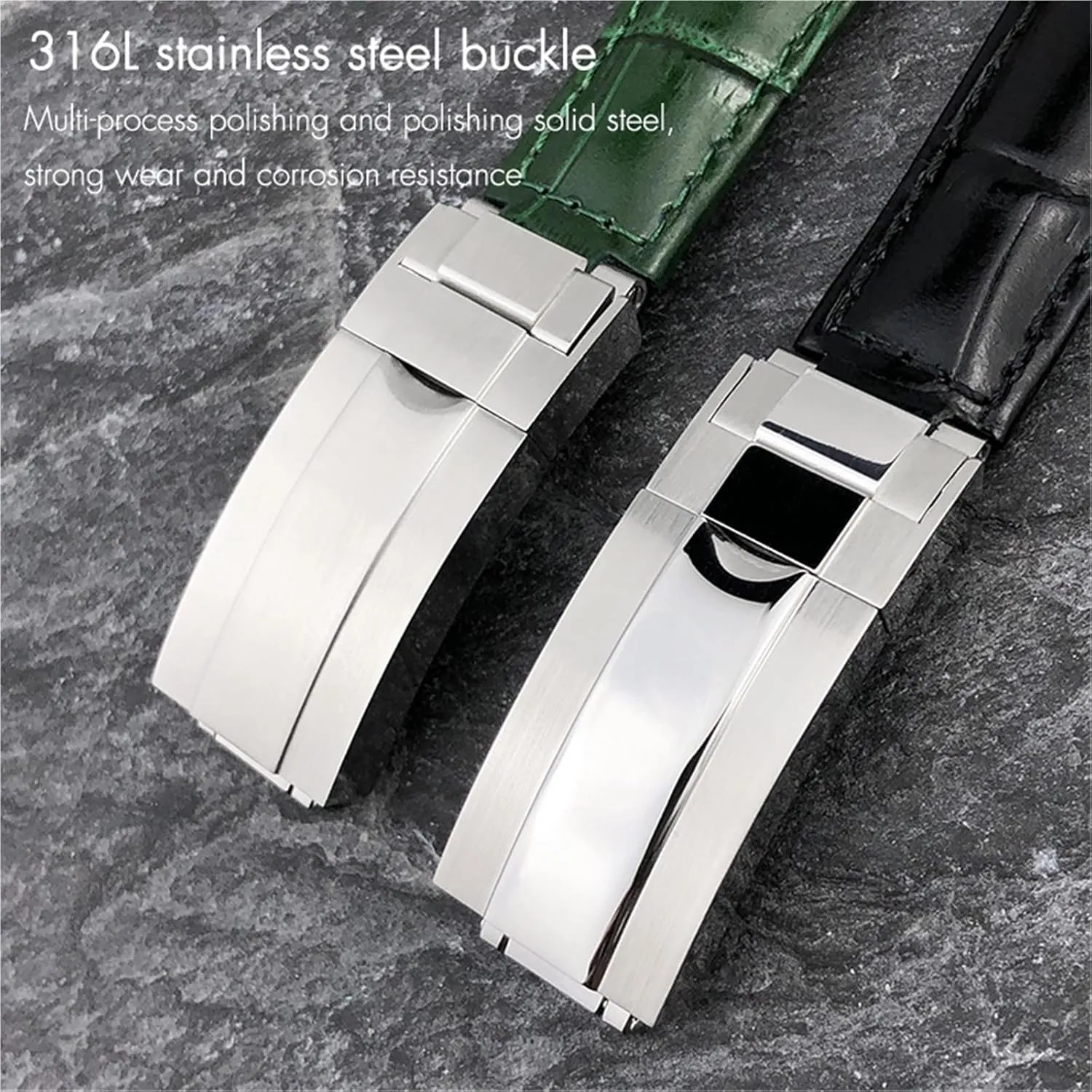 Blue Black Band 17.5-18.5cm Wrist Metal End Genuine Leather Watchbands,For Rolex Daytona refiner learn innovative SUB Submariner GMT Master Yacht 20mm Watch Strap Green 