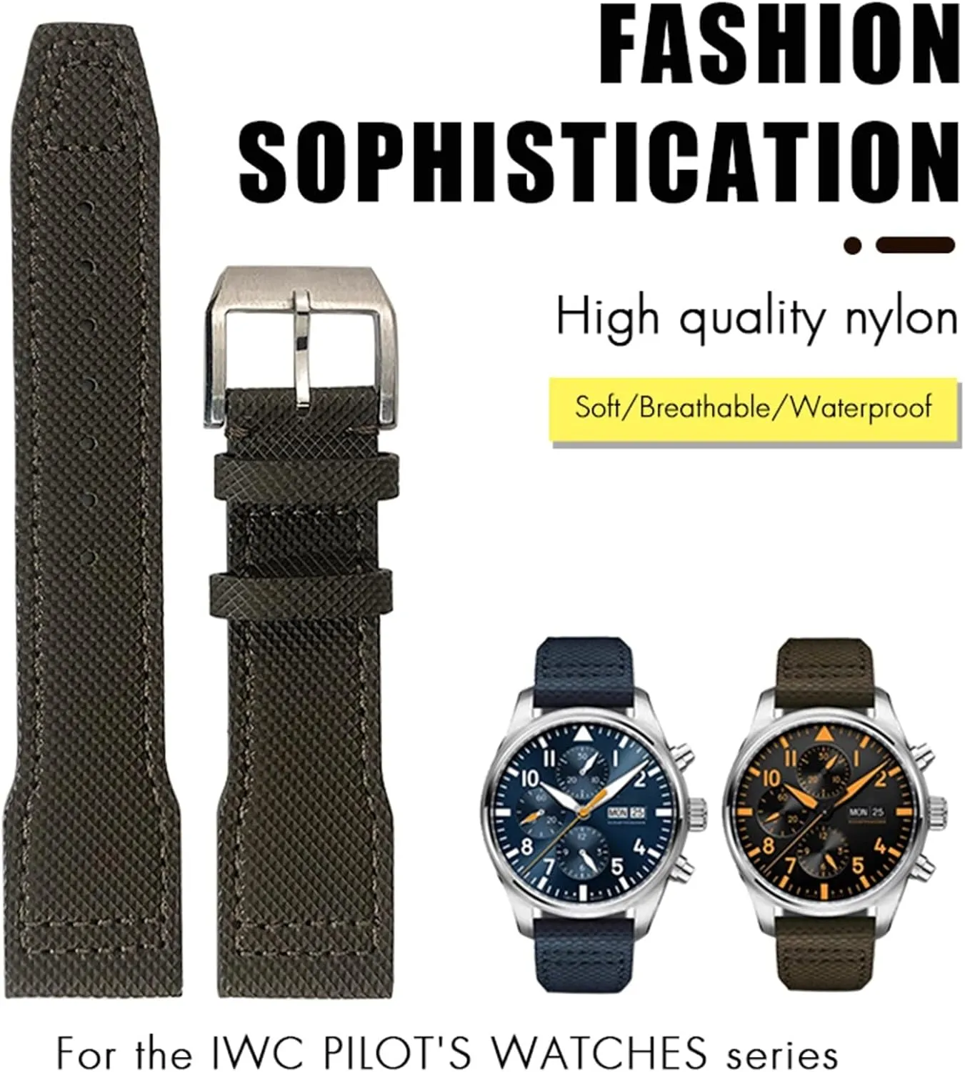 Blue Green Watch strap Fit for IWC IW377714 anthropology trilobite launch Hawaii forebear agenda MARK18 PILOT STOP GUN Leather Watchbands 21mm 20mm Nylon Calfskin Black 