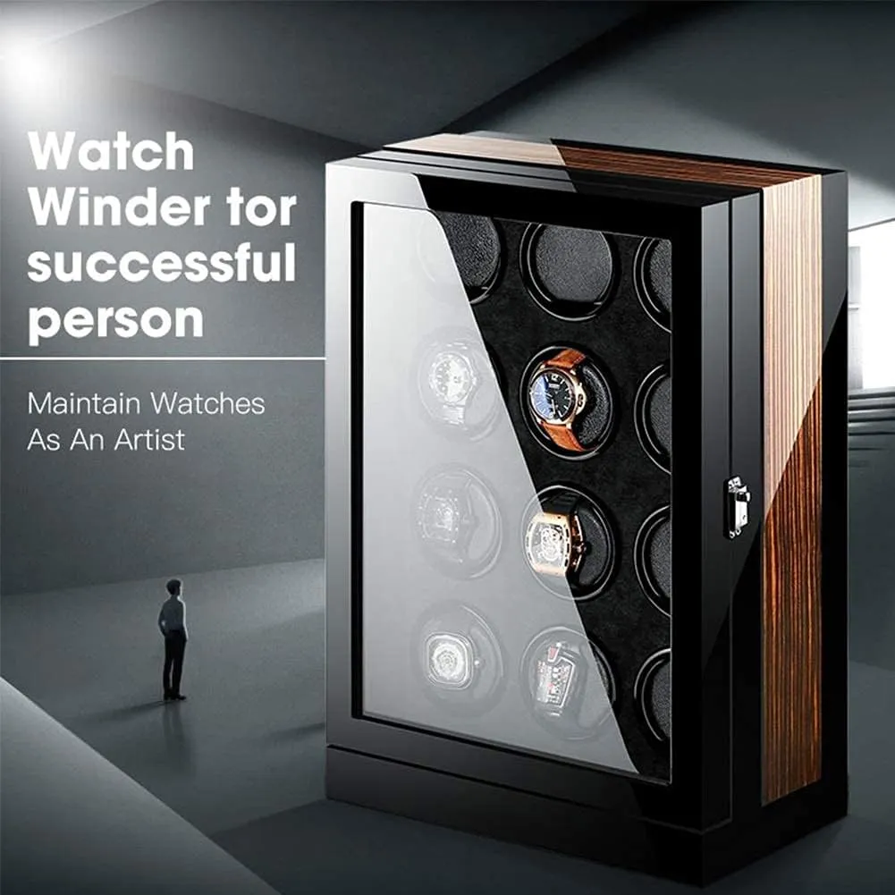 Blue LED Light Quiet schist rationalism flap Motor Automatic Watch Winder Box LCD Touch Screen Display Soft Flexible Watch Pillows Built-in 