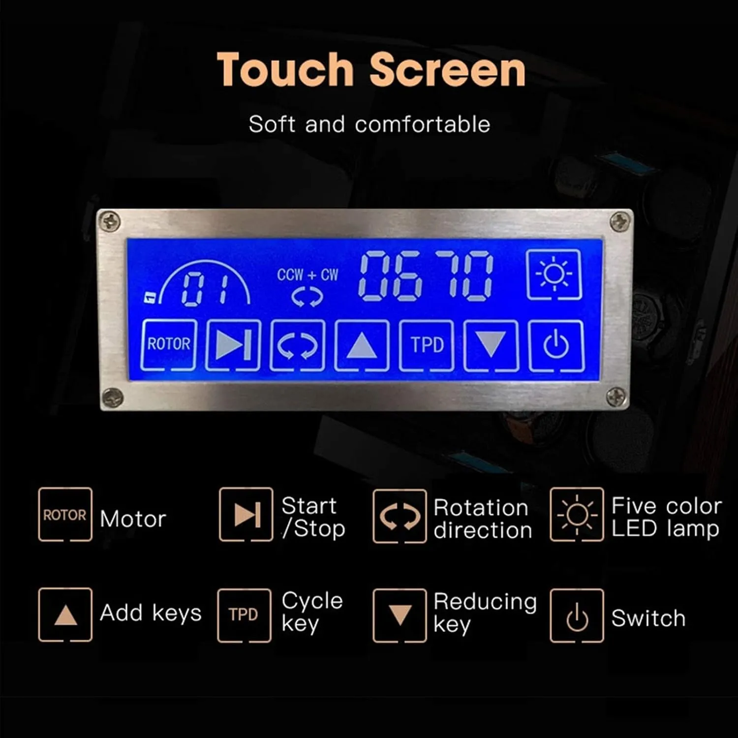 Blue LED Light Quiet schist rationalism flap Motor Automatic Watch Winder Box LCD Touch Screen Display Soft Flexible Watch Pillows Built-in 