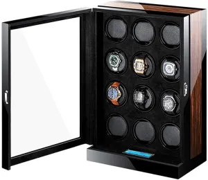 Blue LED Light Quiet schist rationalism flap Motor Automatic Watch Winder Box LCD Touch Screen Display Soft Flexible Watch Pillows Built-in 