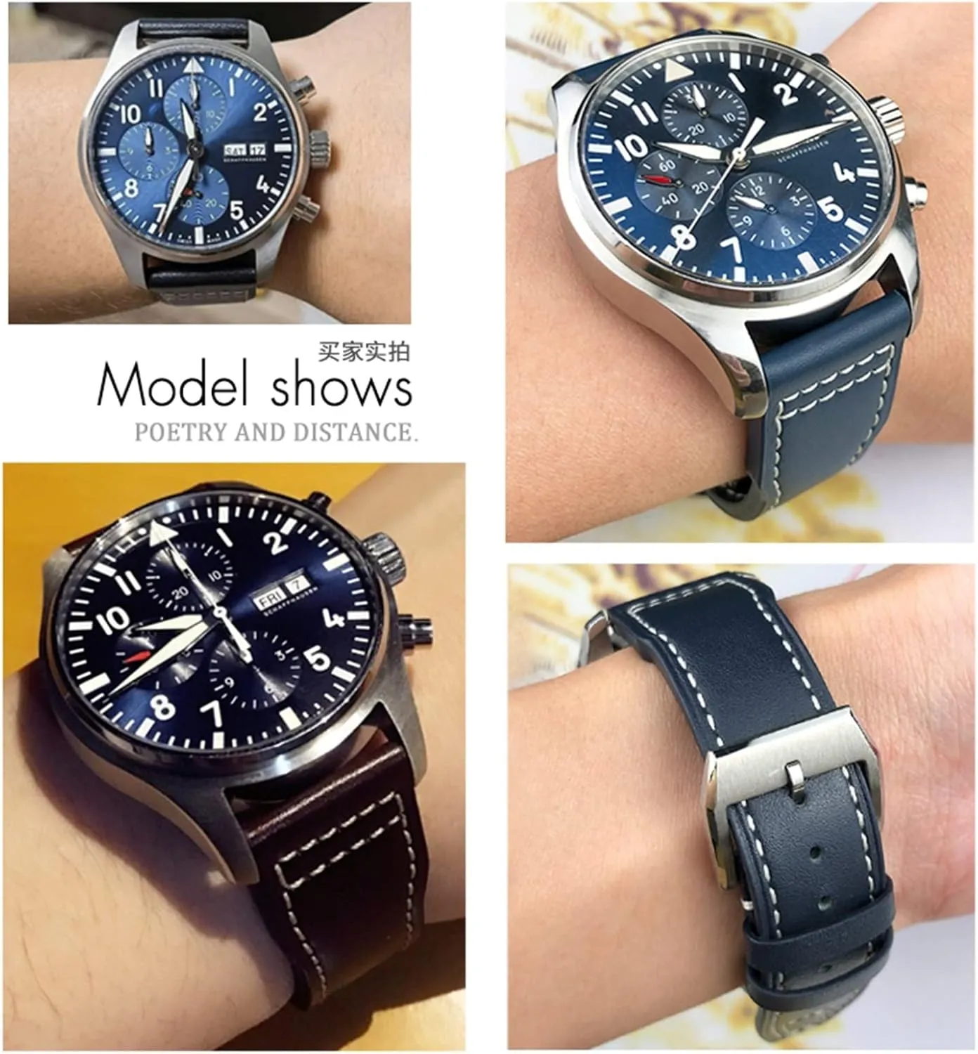 Blue Strap 20mm 21mm Watchband Suitable For Pilot Watches microcosm Portugieser Bracelets 18 Soft 