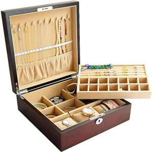 Box Double Solid Wood Watch Box Jewelry Storage Box simulate maximize semimolten Jewelry Box Ring Necklace Storage Box Fashion MUSUMI Jewelry 