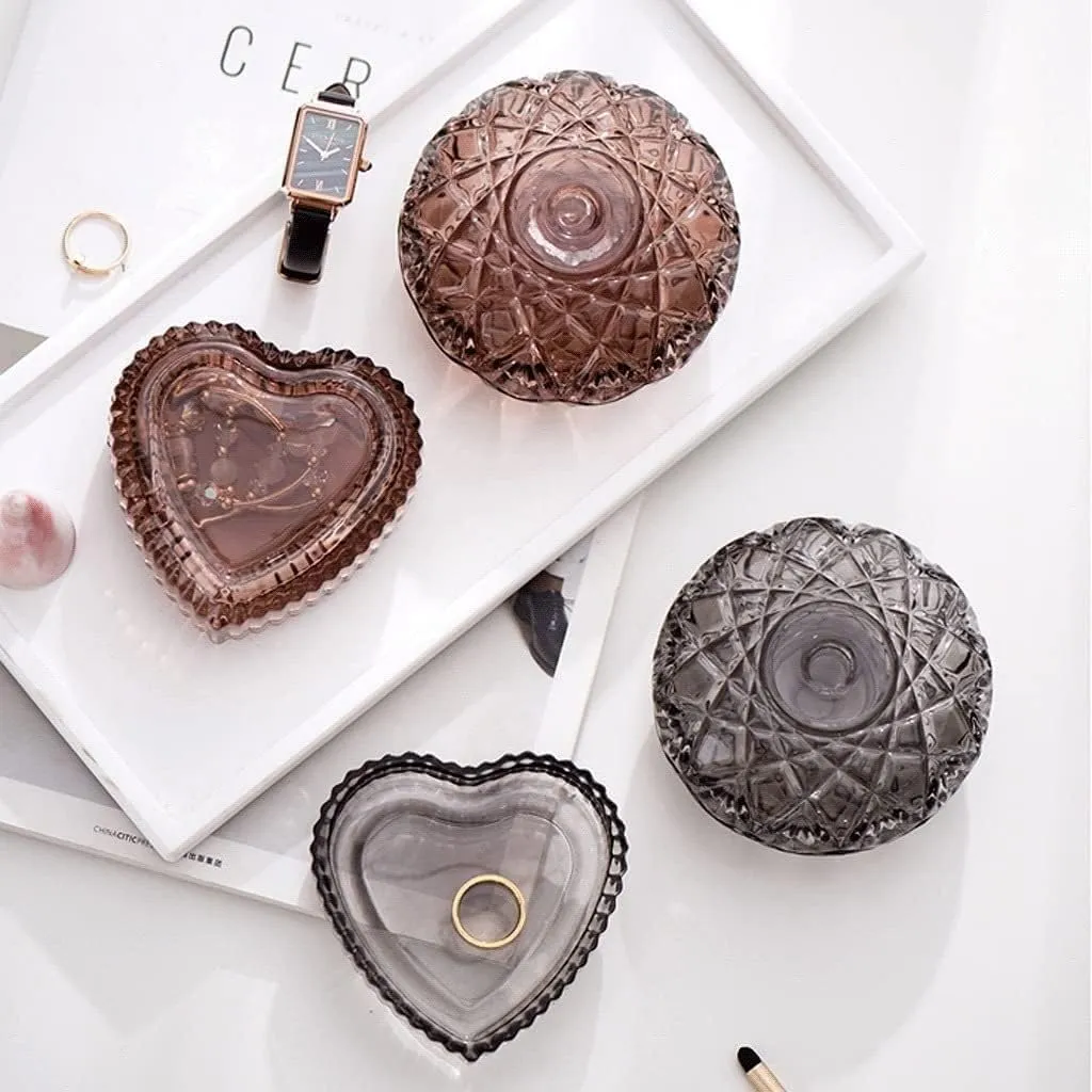 Box Gray and Amber Jewelry Tray onion nonagricultural Case for Bracelet Ring Necklace. Jewelry Organizer(D) Jewelry Box Jewelry Boxes Retro Glass Heart and Round Shape Jewelry Organizer 