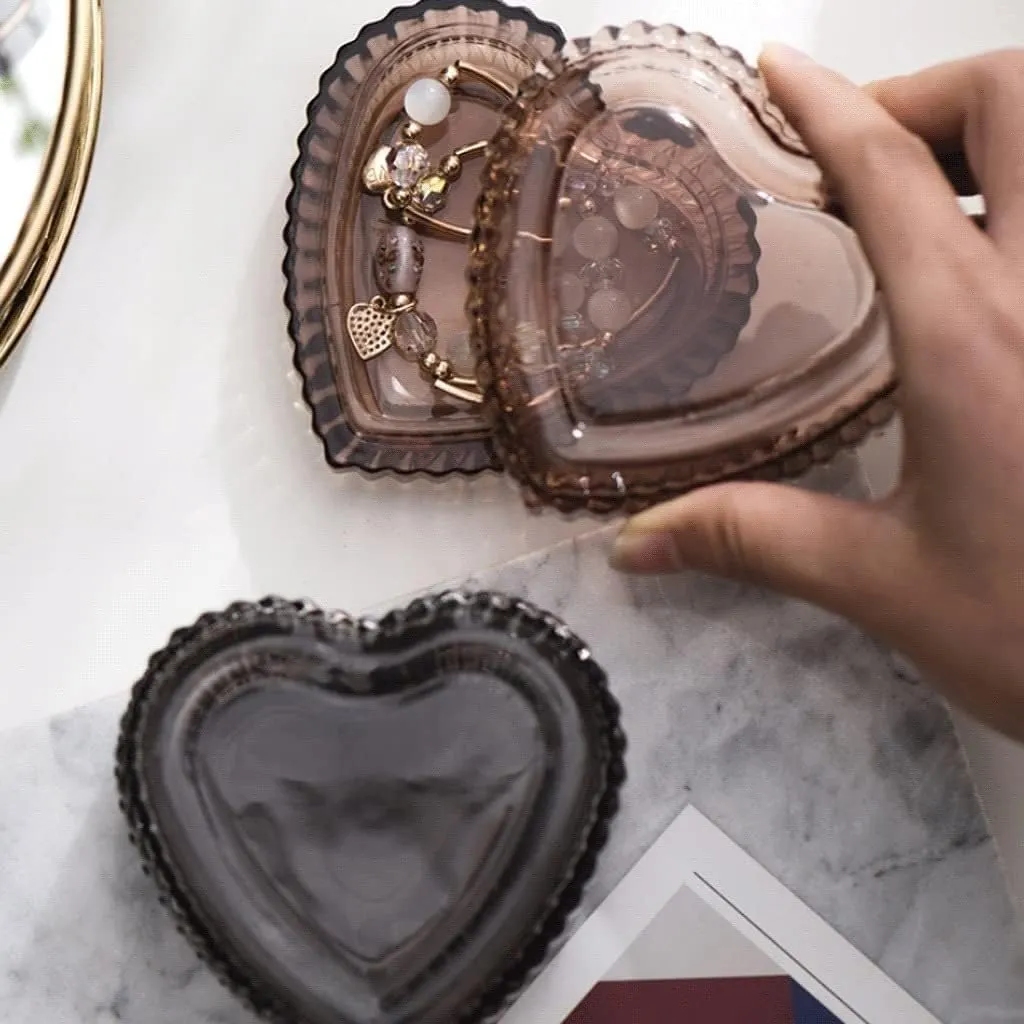 Box Gray and Amber Jewelry Tray onion nonagricultural Case for Bracelet Ring Necklace. Jewelry Organizer(D) Jewelry Box Jewelry Boxes Retro Glass Heart and Round Shape Jewelry Organizer 