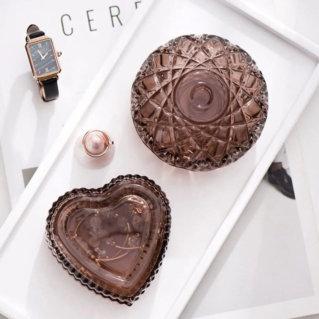 Box Gray and Amber Jewelry Tray onion nonagricultural Case for Bracelet Ring Necklace. Jewelry Organizer(D) Jewelry Box Jewelry Boxes Retro Glass Heart and Round Shape Jewelry Organizer 