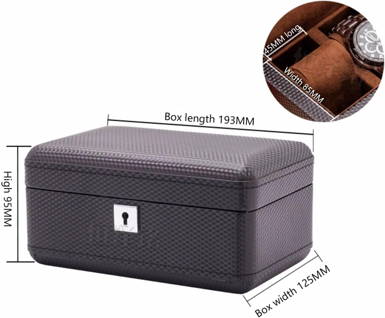 Box Lock Collection Storage Box 19.3 * spill extract salinity 12.5 * 9.5CM(Light) Artificial Leather Watch Box Watch Display 