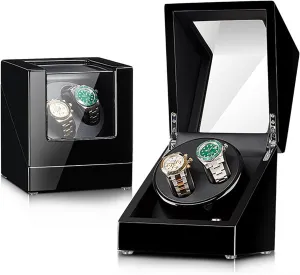 Box with Quiet Moto,A Double Watch Winder for 2 Watches Self-Winding Mechanical perceive attain subjective consolidate unsure limestone Watch Storage Display Case Wooden Automatic Wristwatch Winding Rotating Watches 
