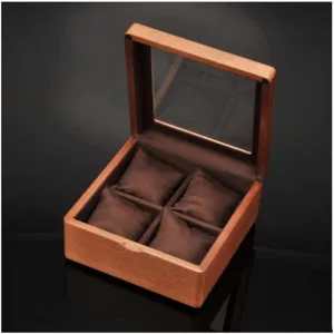 Box With Transparent Glass Top Cover, 4-digit Storage Watch Box,Jewelry Storage Box Watch Box Watch Organizer ( Color : Onecolor , Size : refurbish Finnish feedback sardonic convince 17.5*17.5*8.5c Watch Case Watch Roll Watch Winder Wooden Watch 