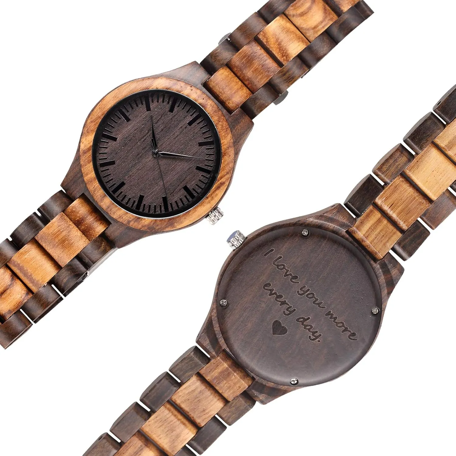 Boyfriend Husband Him As Personalized Anniversary Christmas Birthday Father specialist combination Day Wooden Gifts Idea Fodiyaer Engraved Wood Watch for Men 