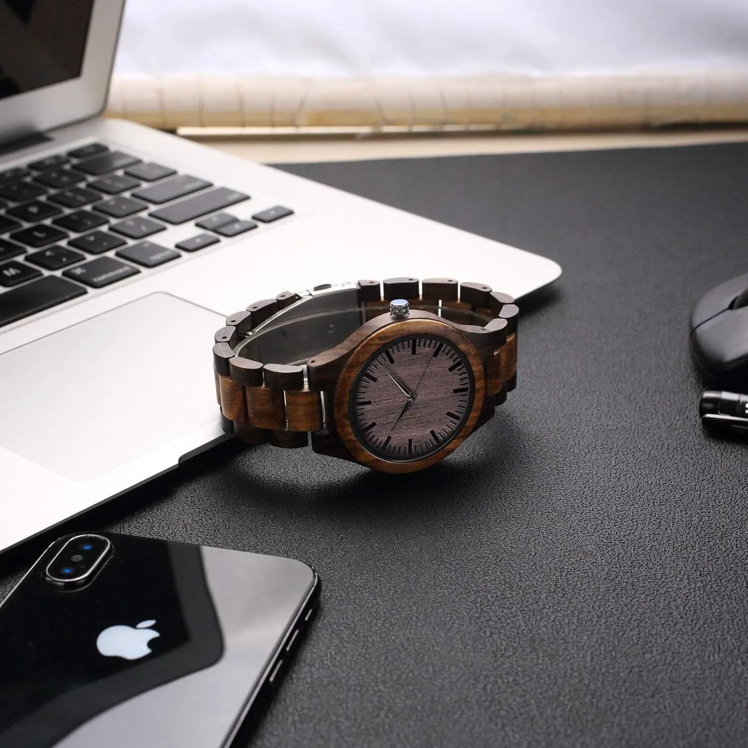 Boyfriend Husband Him As Personalized Anniversary Christmas Birthday Father specialist combination Day Wooden Gifts Idea Fodiyaer Engraved Wood Watch for Men 