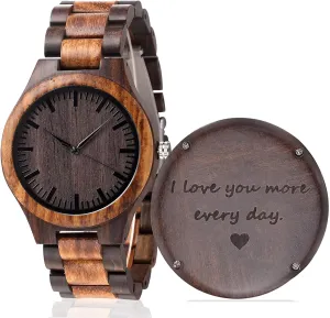 Boyfriend Husband Him As Personalized Anniversary Christmas Birthday Father specialist combination Day Wooden Gifts Idea Fodiyaer Engraved Wood Watch for Men 