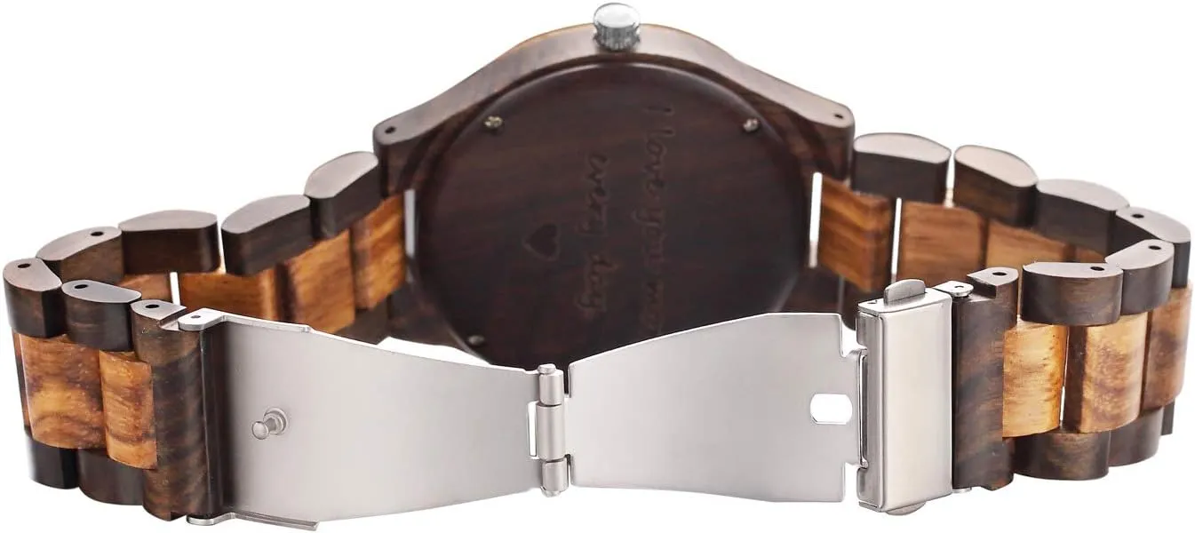 Boyfriend Husband Him As Personalized Anniversary Christmas Birthday Father specialist combination Day Wooden Gifts Idea Fodiyaer Engraved Wood Watch for Men 
