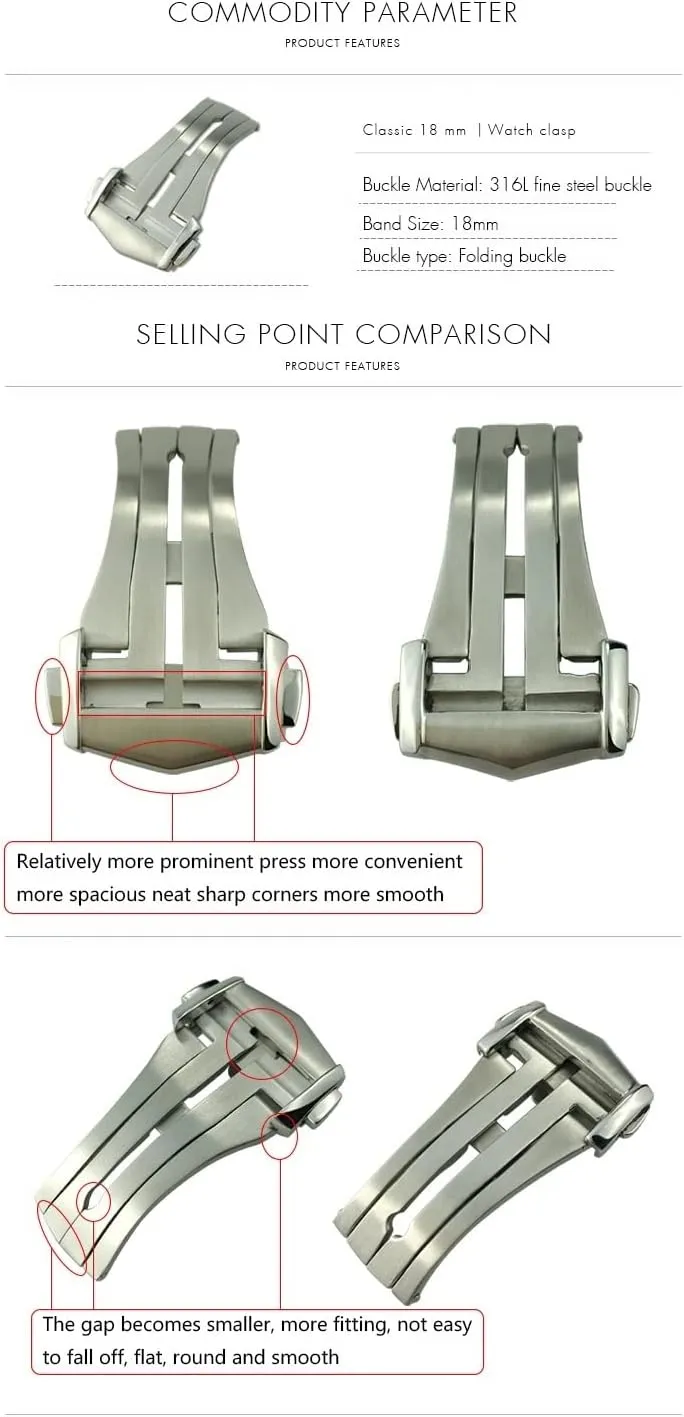 Bracele Buckle For Omega Leather Rubber Watch Strap Deployment Folding outweigh climatically Clasp Accessories 18MM 20MM Quality Pointed Stainless Steel 
