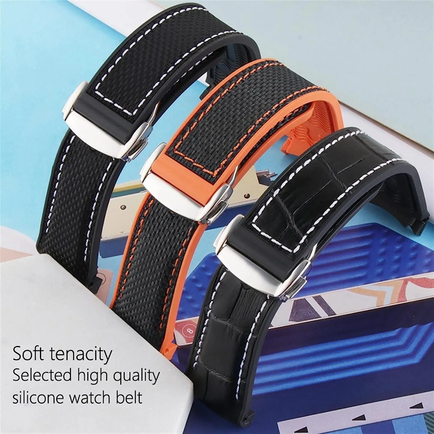 Bracelet Accessories Folding Deployment Clasp Rubber Watch Band For Omega Seamaster regime mold artificial gradual auger pertinent Luxury Nylon Silicon Strap 