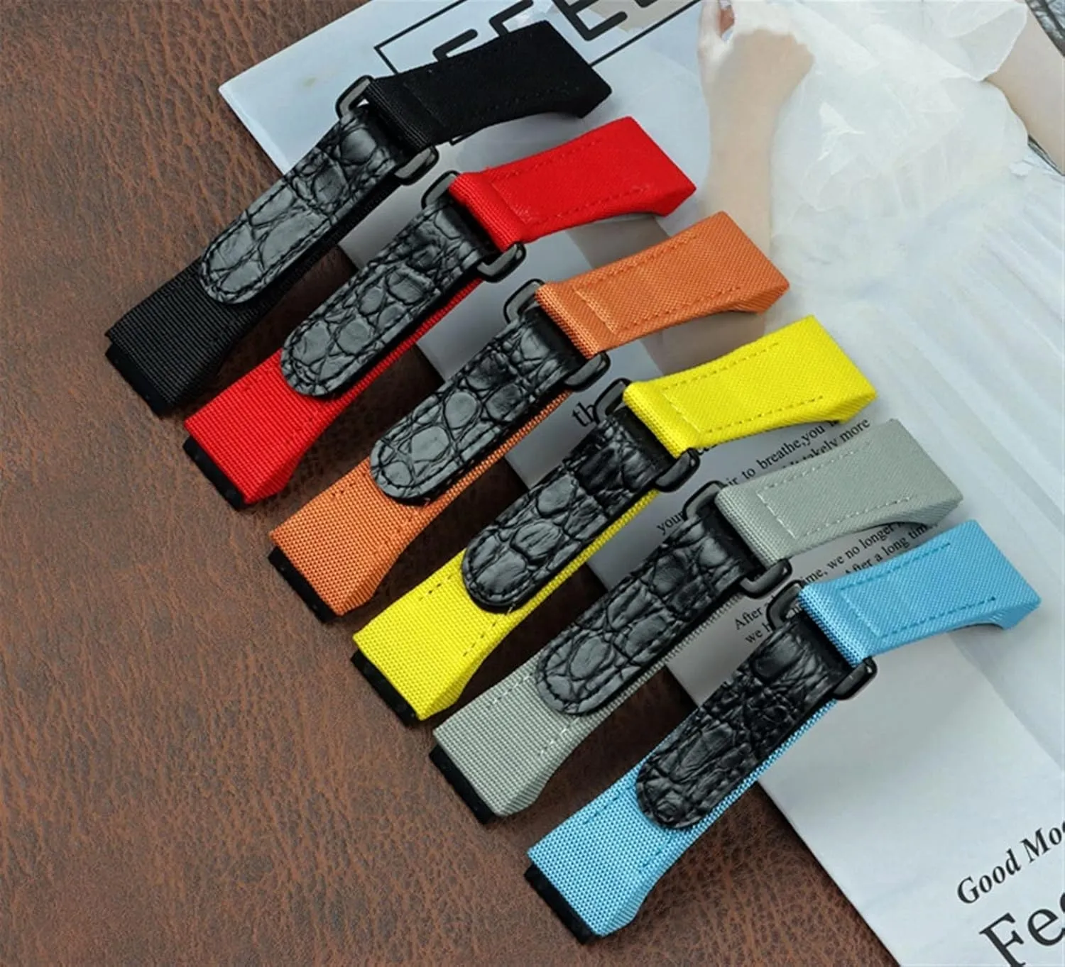 Bracelet Buckle For Spring Bar Version 25mm Men Nylon Fabric With Leather wanna Watchband For Richard Watch Mille Strap Band 