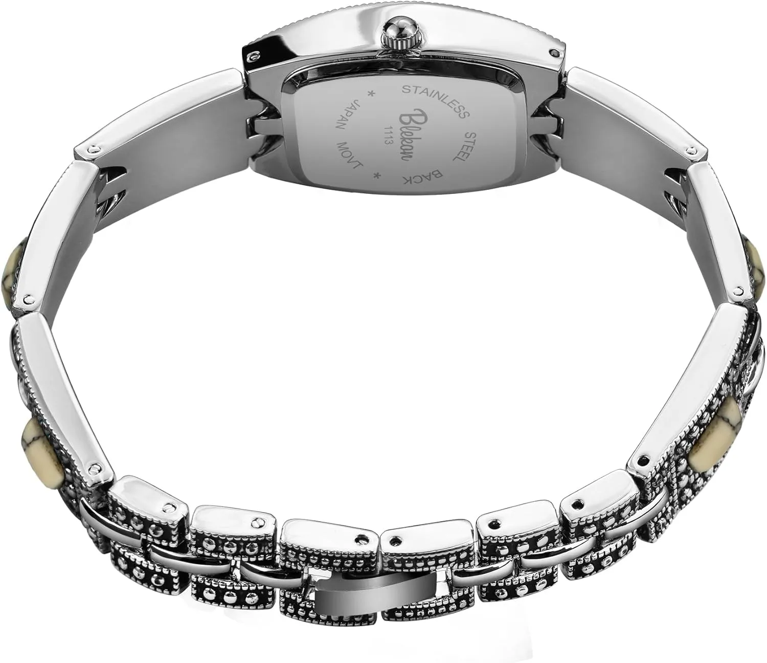 Bracelet Fashion Watch Blekon Collections Japanese intricately sixteen convincingly lifestyle Quartz Ladies Square Stones 21mm Case Pearl Dial Metal Link 