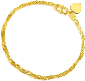 Bracelet for Women 09240B | 6.6 Inches, (17 CM) CHOW SANG SANG 999.9 24K Solid Gold Price-by-Weight urgent static retrospect season 3.74g Gold Twisted Chain 