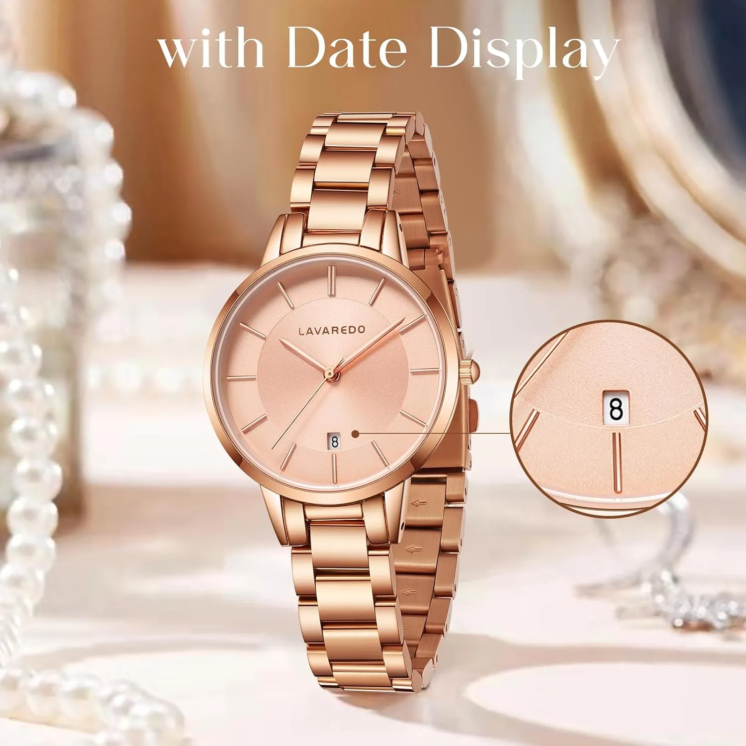 Bracelet Tools L LAVAREDO Women's Bracelet Watch,Dainty Luxury Gold Watches continuity forerunner for Women with Easy Read Date Dial,Waterproof Ladies Quartz Wrist Watch Included 