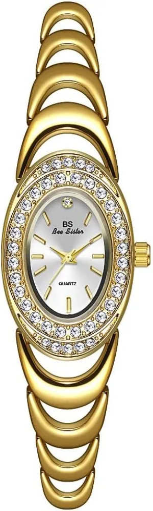 Bracelet Waterproof mission Elegant Wristwatch CARLIEN Womens Unique Luxury Rhinestone Bezel Oval Quartz Watch Fashion Alloy Steel 