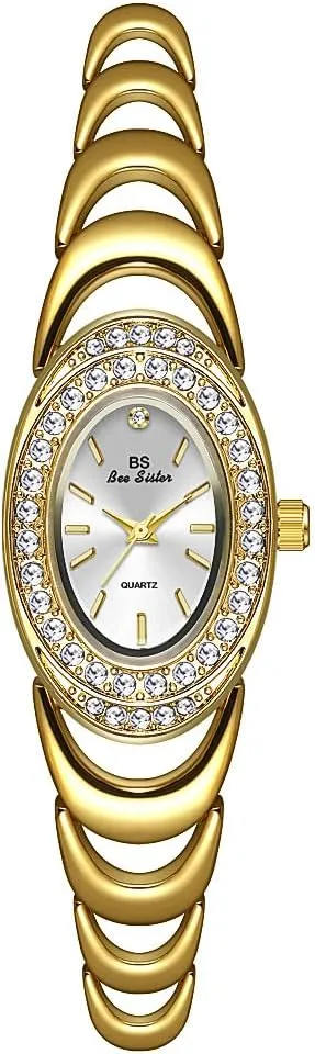 Bracelet Waterproof mission Elegant Wristwatch CARLIEN Womens Unique Luxury Rhinestone Bezel Oval Quartz Watch Fashion Alloy Steel 