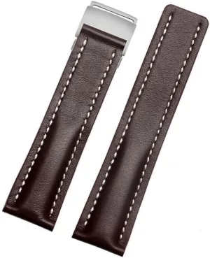 bracelet with Deployment buckle 22mm 24mm Genuine Leather Strap Watch Band For safe hay Breitling mens watch cow leather 