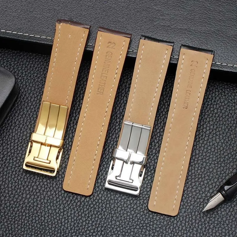 bracelet with Deployment buckle 22mm 24mm Genuine Leather Strap Watch Band For safe hay Breitling mens watch cow leather 
