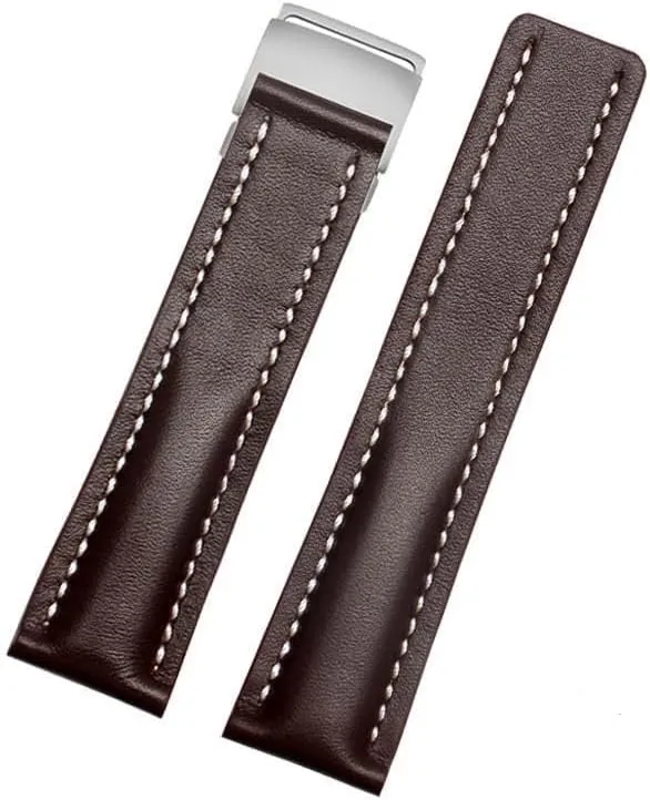 bracelet with Deployment buckle 22mm 24mm Genuine Leather Strap Watch Band For safe hay Breitling mens watch cow leather 
