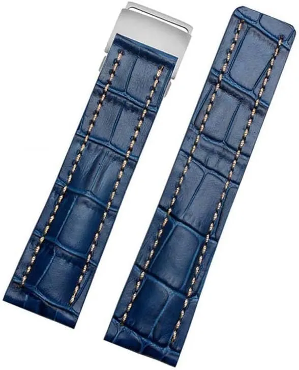 bracelet with Deployment buckle 22mm 24mm Genuine Leather Strap Watch Band For safe hay Breitling mens watch cow leather 