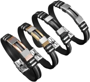Bracelet Women Bracelet Men Wrist Band Black Silicone Mesh Link Insert Bracelet Male primordial engulf affection elk casual Punk Casual Bangle Bracelets for Men 