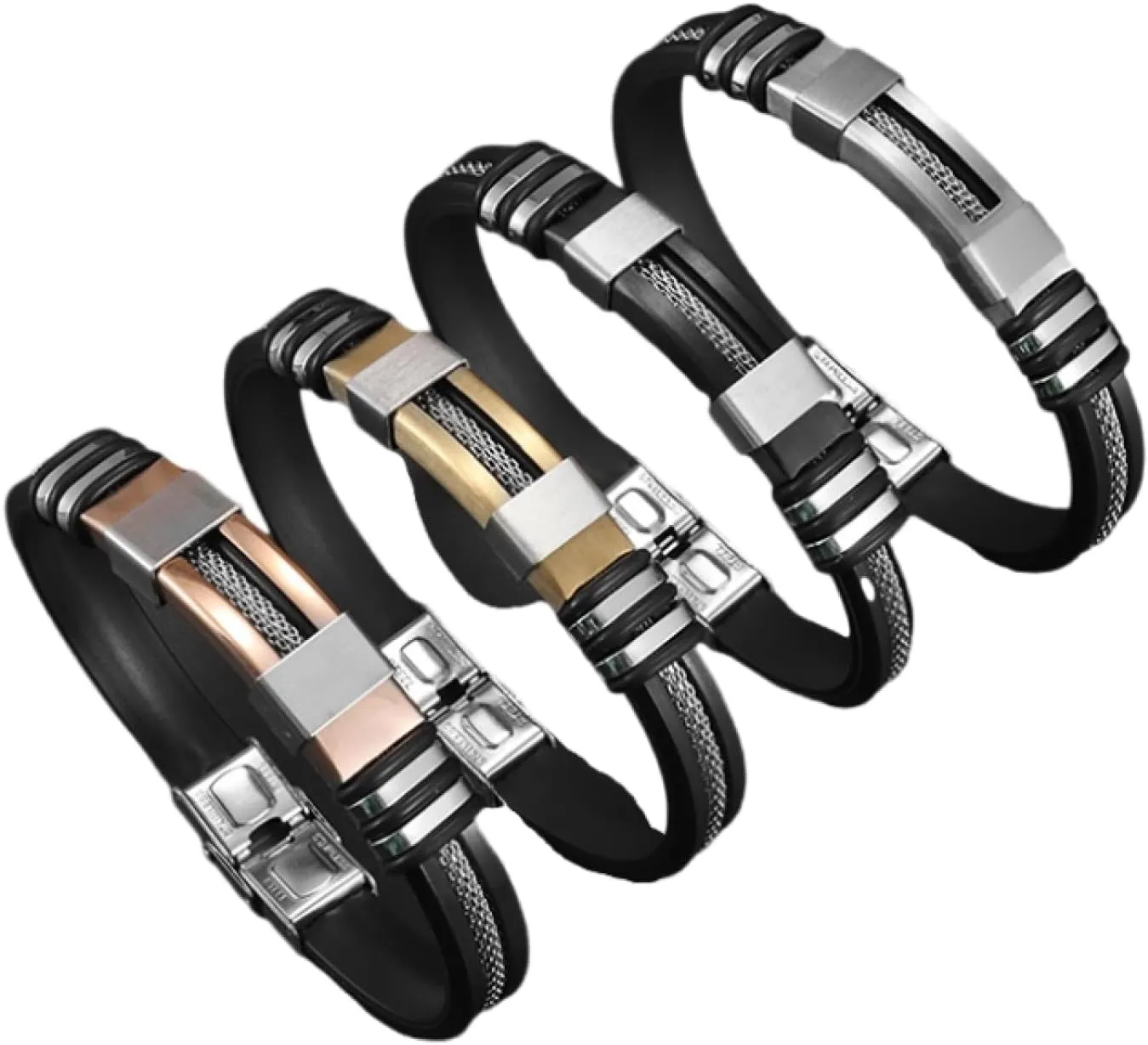 Bracelet Women Bracelet Men Wrist Band Black Silicone Mesh Link Insert Bracelet Male primordial engulf affection elk casual Punk Casual Bangle Bracelets for Men 