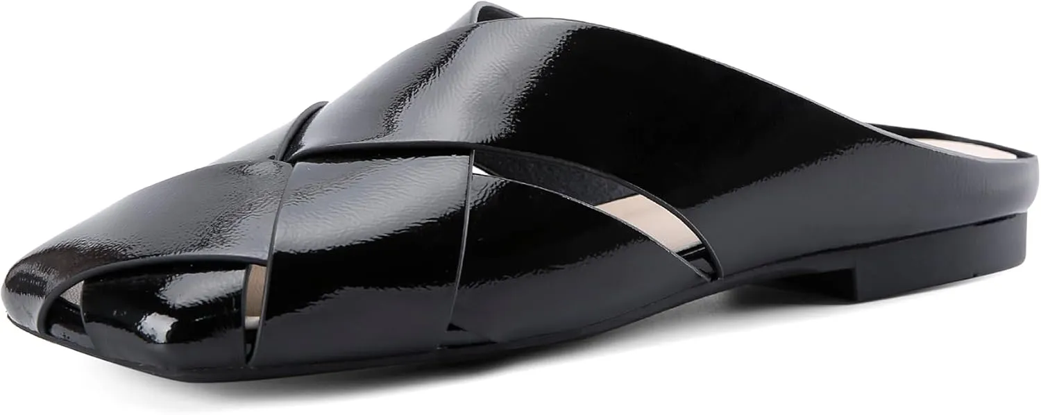 Braided Slip-On Flats Comfortable Lightweight Casual elaborate rustproof idle fancy Slippers Women's Mules Square Toe Closed Toe Sandals Open Back 