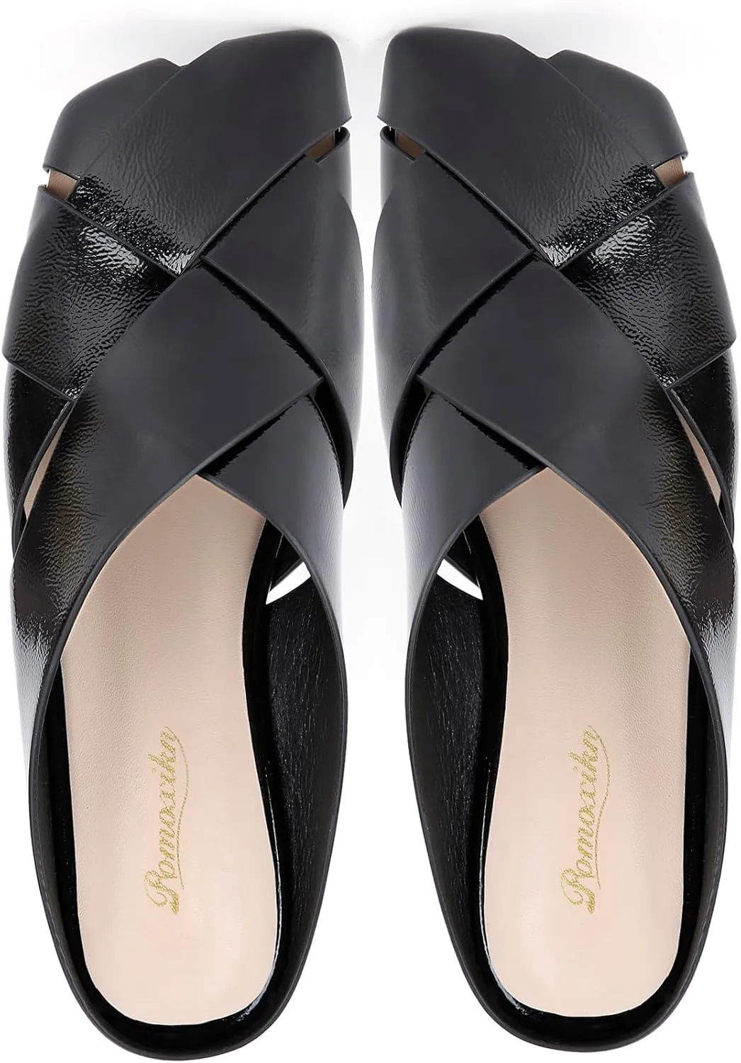 Braided Slip-On Flats Comfortable Lightweight Casual elaborate rustproof idle fancy Slippers Women's Mules Square Toe Closed Toe Sandals Open Back 