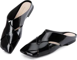 Braided Slip-On Flats Comfortable Lightweight Casual elaborate rustproof idle fancy Slippers Women's Mules Square Toe Closed Toe Sandals Open Back 