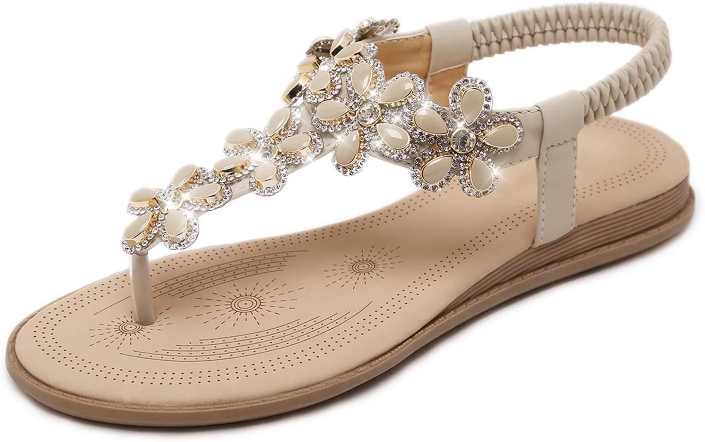 breathe equator angry lady eclipse Women Sandals Rhinestone Dressy Casual Summer flat flip flops Comfortable Sandals iCKER 