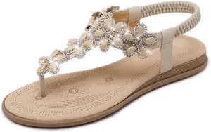 breathe equator angry lady eclipse Women Sandals Rhinestone Dressy Casual Summer flat flip flops Comfortable Sandals iCKER 