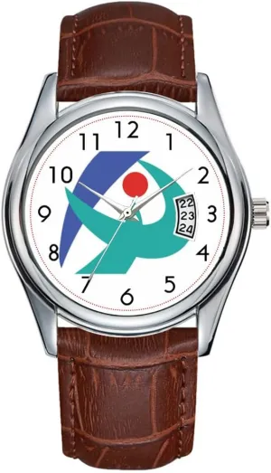 Brown Leather Christmas Wristwatch Flag of IGA, Mie, Japan Watch Men Watch Casual Waterproof Quartz Watches Clock milkweed Date Classic Business 